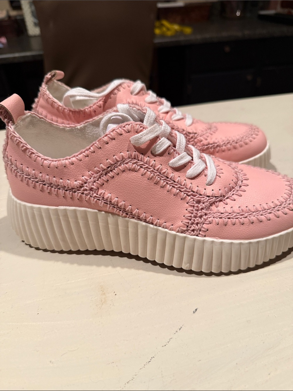 Coconut by Matisse Pink Stitched Platform Sneakers - Lace-Up Casual Shoes
